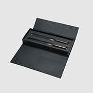 Set met balpen en vulpen in een leren etui senator Black Line