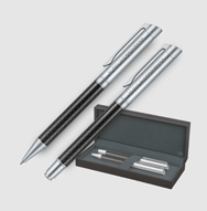 Set met balpen en vulpen in een etui senator Carbon Line
