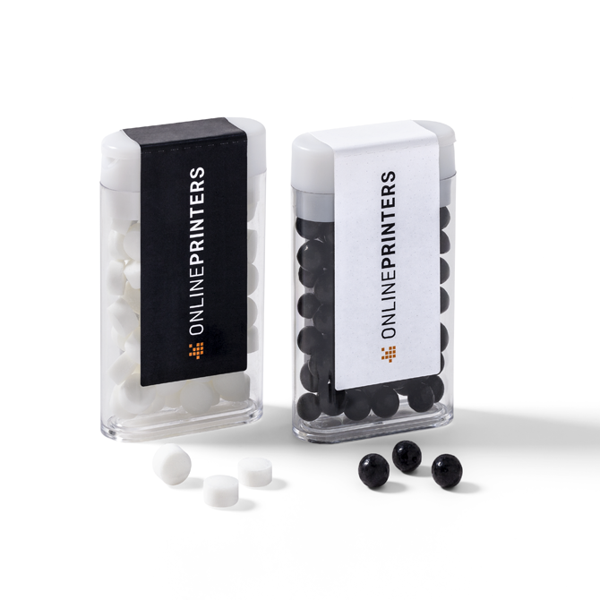 Pepermuntdragees in plastic dispensers