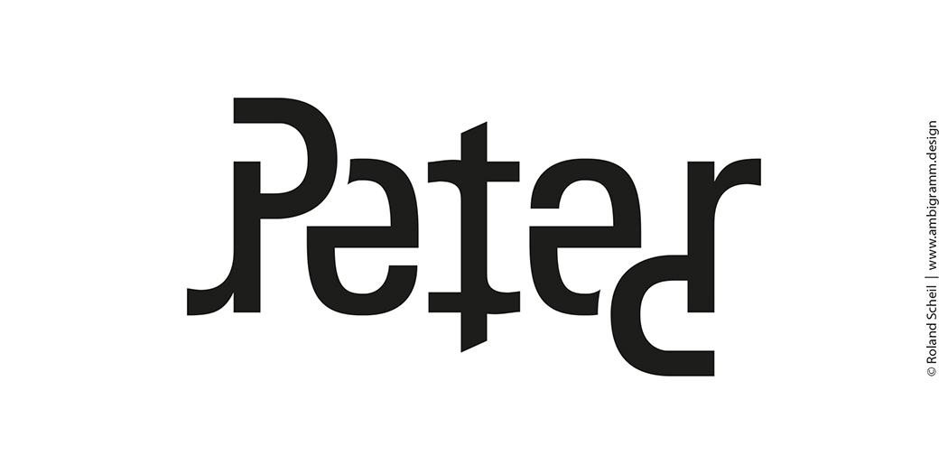 Ambigram design tutorial, version 1, ambigram for the name Peter