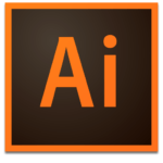 Adobe Illustrator-logo met de letters Ai in oranje op een donkerbruine achtergrond, omlijst door een oranje rand, perfect voor gebruik bij drukgegevens aanmaken.
