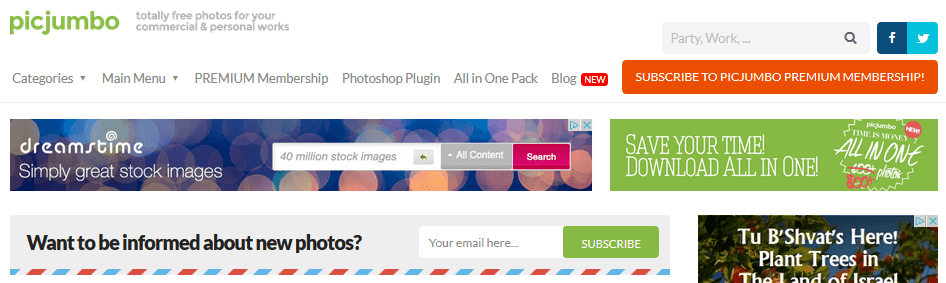 Picjumbo homepage.