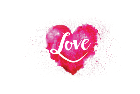 Een aquarelhart met roze en rode tinten is kunstig uitgespat tegen een witte achtergrond, wat de charme van de Valentijnsavond oproept. Het woord 'Liefde' staat elegant in het midden in smetteloos wit.