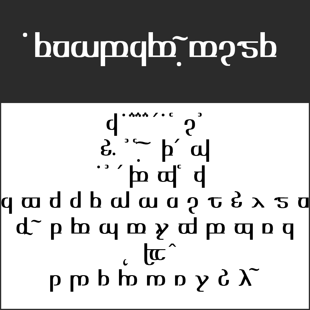 Een abstracte afbeelding toont tekst in een onleesbaar schrift dat doet denken aan Herr der Ringe Schrift op een donkere achtergrond. De karakters variëren in vorm en grootte, en sommige zijn versierd met unieke symbolen en accenten.