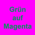 De afbeelding heeft een magenta achtergrond met de Duitse tekst Grün auf Magenta in het groen.
