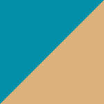 Een vierkant dat diagonaal is verdeeld in twee driehoeken: de bovenste linkerdriehoek is blauwgroen en de onderste rechterdriehoek is beige.
